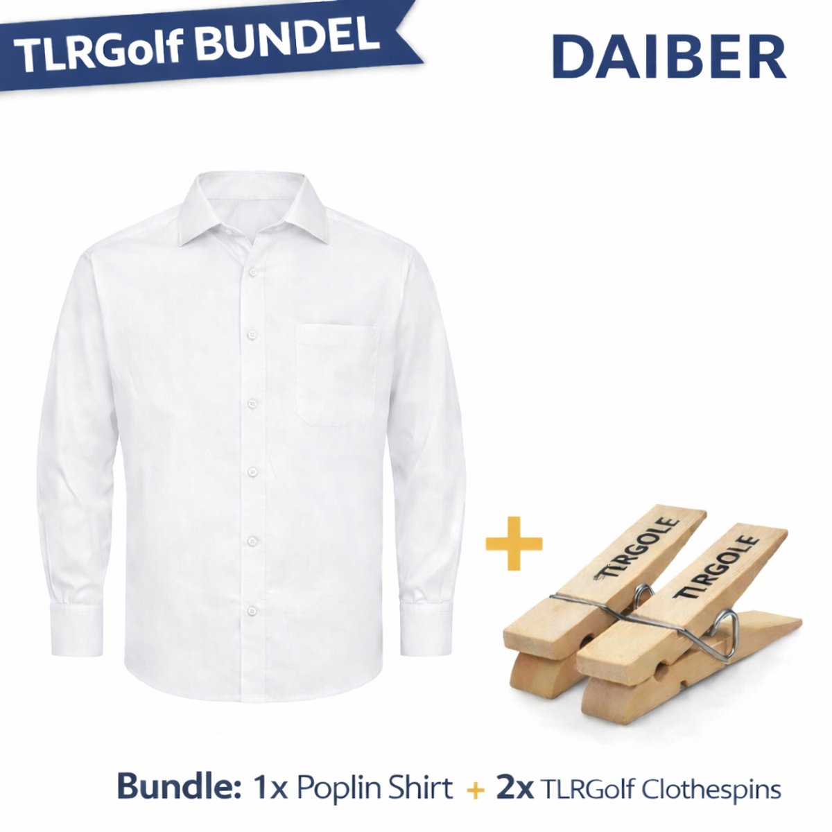 James & Nicholson Overhemd Heren met Lange Mouw (Wit) - Maat L (Inclusief 2 TLRGolf wasknijpers)