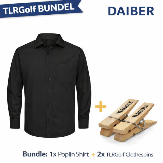 James & Nicholson Overhemd Heren met Lange Mouw (Zwart) - Maat L (Inclusief 2 TLRGolf wasknijpers)