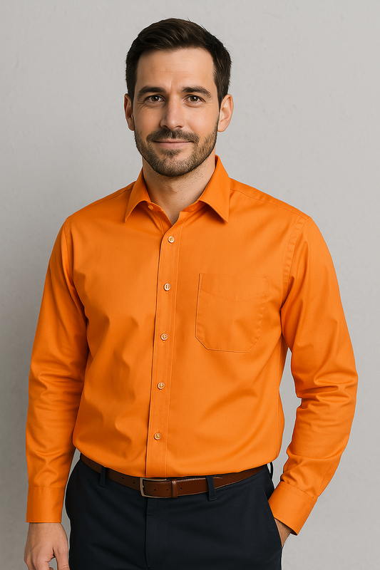 Koningsdag Overhemd Heren Lange Mouw (Oranje)