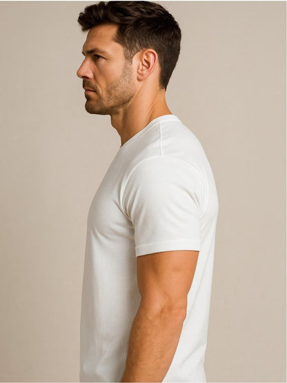 5-Pack T-shirt Heren Ronde Hals (Wit)